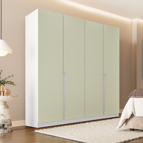 Guarda Roupas 4 Portas 4 Gavetas Porto Branco/verde