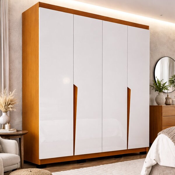 Guarda Roupas 4 Portas 4 Gavetas Porto Freijó/branco