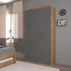 Guarda Roupas 6 Portas 2 Gavetas Bangalore Atacama Grafite