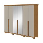 Guarda Roupas 6 Portas 4 Gavetas 100% Mdf Com Espelho E Pés L