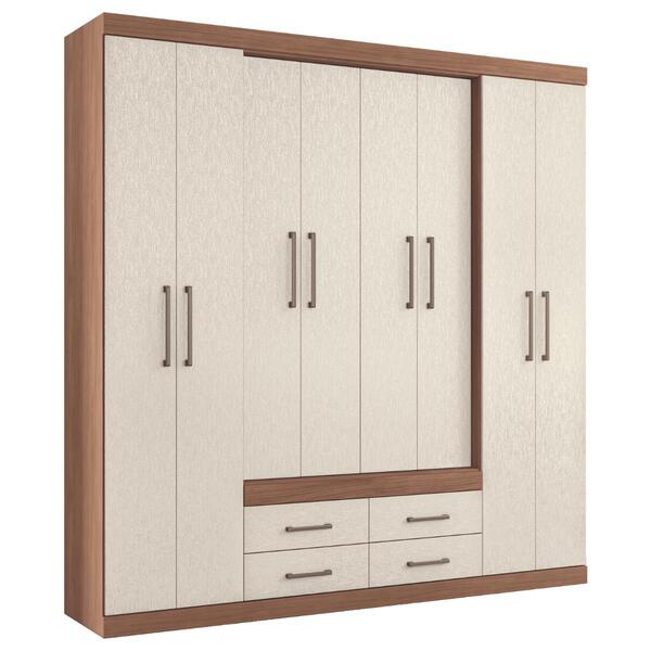 Guarda Roupas 8 Portas 4 Gavetas Casal Boston Jatobá Areia