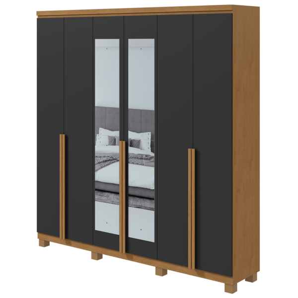 Guarda-roupas Alonzo 6 Portas C/esp E C/pes Pvc Amendoa Clean