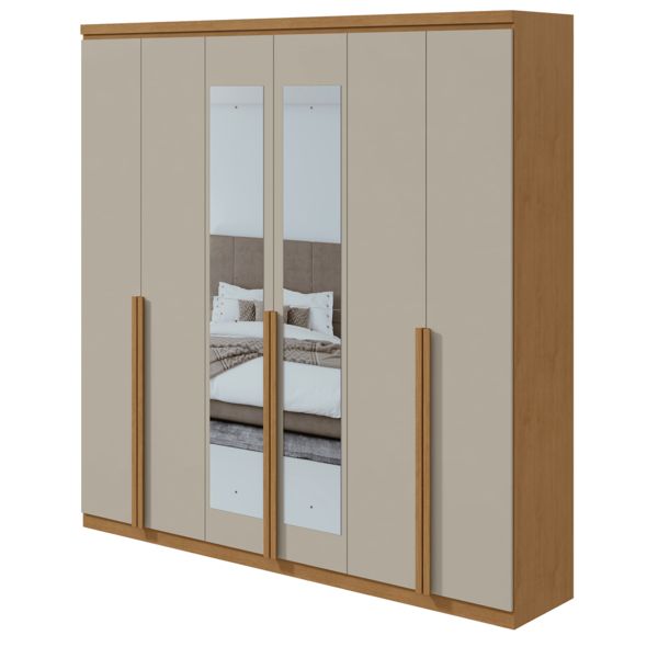 Guarda-roupas Alonzo 6 Portas C/esp E S/pes Pvc Amendoa Clean