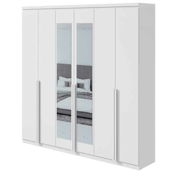 Guarda-roupas Alonzo 6 Portas C/esp E S/pes Pvc Branco 2.3