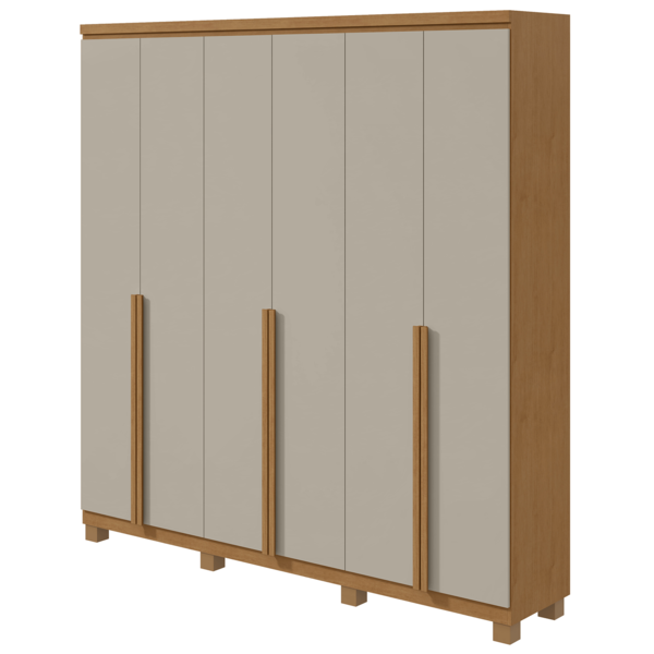 Guarda-roupas Alonzo 6 Portas S/esp E C/pes Pvc Amendoa Clean