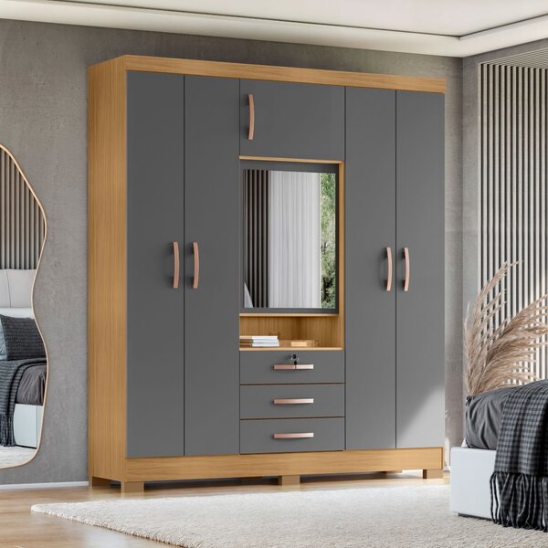 Guarda Roupas Capelinha 6 Portas E 3 Gavetas Gales Carvalho A