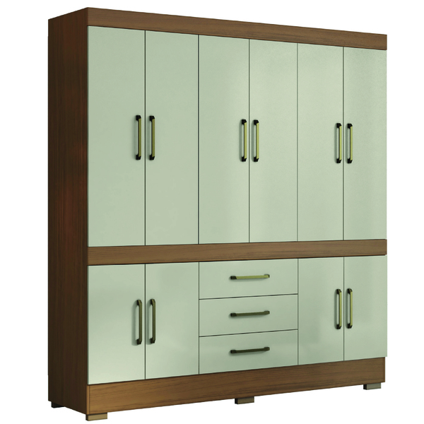 Guarda Roupas Casal 10 Portas 3 Gavetas Monaco Madeirado / Ar