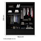Guarda Roupas Casal 2 Portas De Correr 3 Gavetas Veneza Preto