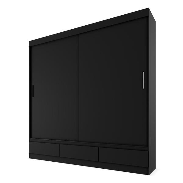 Guarda Roupas Casal 2 Portas De Correr 3 Gavetas Veneza Preto