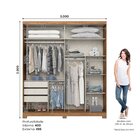 Guarda Roupas Casal 2 Portas Deslizantes 3 Gavetas Verg Natur