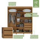 Guarda Roupas Casal 3 Portas 3 Gavetas 1 Porta Glass Com Pés