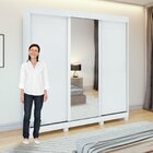 Guarda Roupas Casal 3 Portas 3 Gavetas 1 Porta Glass Com Pés