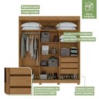 Guarda Roupas Casal 3 Portas 3 Gavetas Super Glass Com Pés Zi