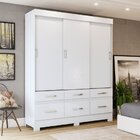 Guarda Roupas Casal 3 Portas 6 Gavetas Be21 Branco