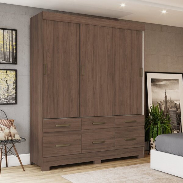 Guarda Roupas Casal 3 Portas 6 Gavetas Be21 Castanho Hp/off W