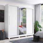 Guarda Roupas Casal 3 Portas Com Espelho Max Branco Acetinado