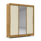 Guarda Roupas Casal 3 Portas Com Espelho Max Madeirado Off-wh