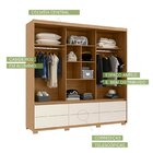 Guarda Roupas Casal 3 Portas De Correr 1 Espelho 6 Gavetas Co