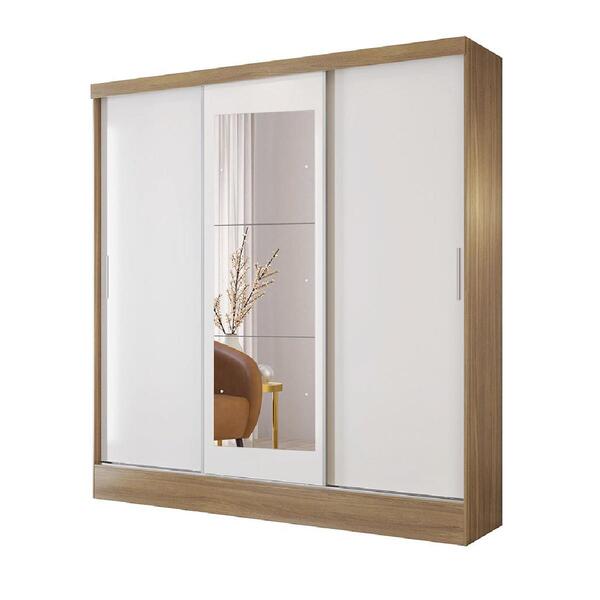 Guarda Roupas Casal 3 Portas De Correr 2 Gavetas Com Espelho