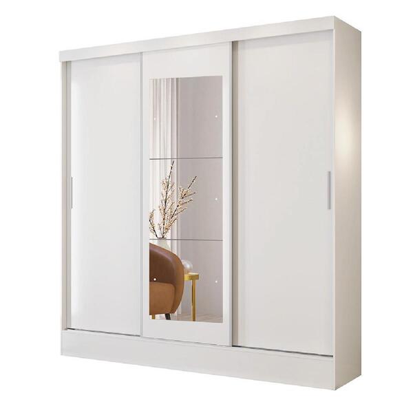 Guarda Roupas Casal 3 Portas De Correr 2 Gavetas Com Espelho