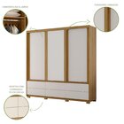 Guarda Roupas Casal 3 Portas De Correr 6 Gavetas Com Pés Malc