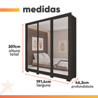 Guarda Roupas Casal 3 Portas De Correr Com Espelho 4 Gavetas
