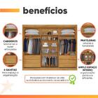 Guarda Roupas Casal 3 Portas De Correr Com Espelho Ripado 100