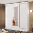 Guarda Roupas Casal 3 Portas De Correr Com Espelho Sara Branc