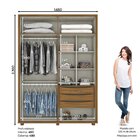 Guarda Roupas Casal 4 Portas 3 Gavetas Veles Nature/off White