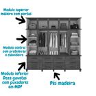 Guarda Roupas Casal 5 Portas 12 Gavetas Com Maleiro Berlim