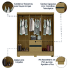 Guarda Roupas Casal 6 Portas 2 Gavetas Coimbra Aramóveis
