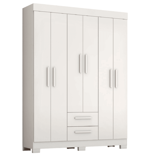 Guarda Roupas Casal 6 Portas 2 Gavetas Libano Branco Flex Not