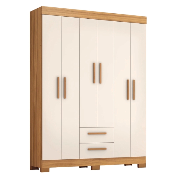 Guarda Roupas Casal 6 Portas 2 Gavetas Libano Madeirado / Off