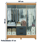 Guarda Roupas Casal 6 Portas 2 Gavetas Mobi Nature / Grafite