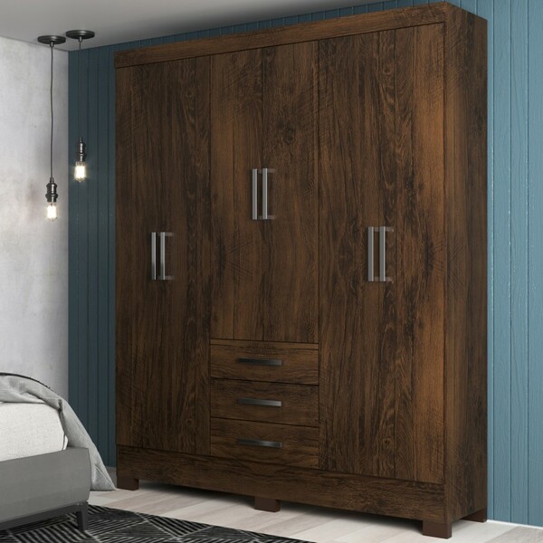 Guarda-roupas Casal 6 Portas 3 Gavetas Cacau Maestro