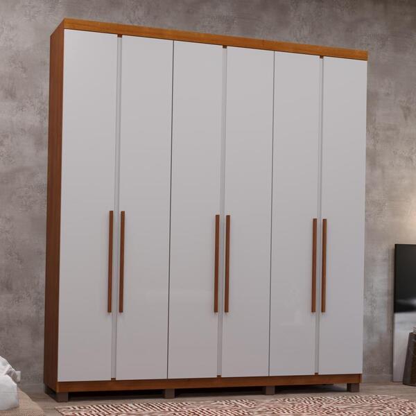 Guarda Roupas Casal 6 Portas 3 Gavetas Valença – Ipê/off Whit