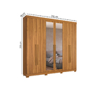 Guarda-roupas Casal 6 Portas Com Espelho - Carvalho Grife