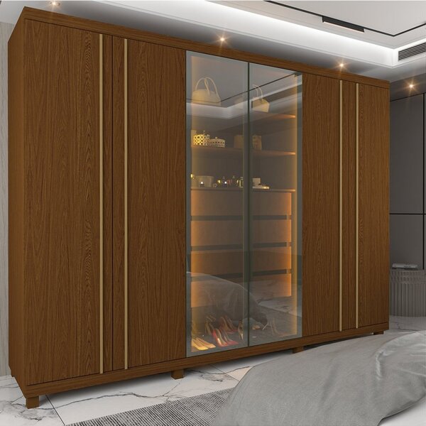 Guarda Roupas Casal 6 Portas Com Pés E Led Absolut New Reflec