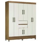 Guarda Roupas Casal 8 Portas 2 Gavetas Amêndoa/off White Muni