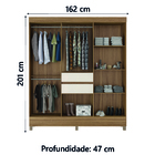 Guarda Roupas Casal 8 Portas 2 Gavetas Amêndoa/off White Muni