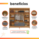 Guarda Roupas Casal 8 Portas 4 Gavetas Freijó/cinza Flórida M