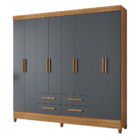 Guarda Roupas Casal 8 Portas 4 Gavetas Freijó/cinza Flórida M