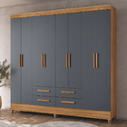 Guarda Roupas Casal 8 Portas 4 Gavetas Freijó/cinza Flórida M