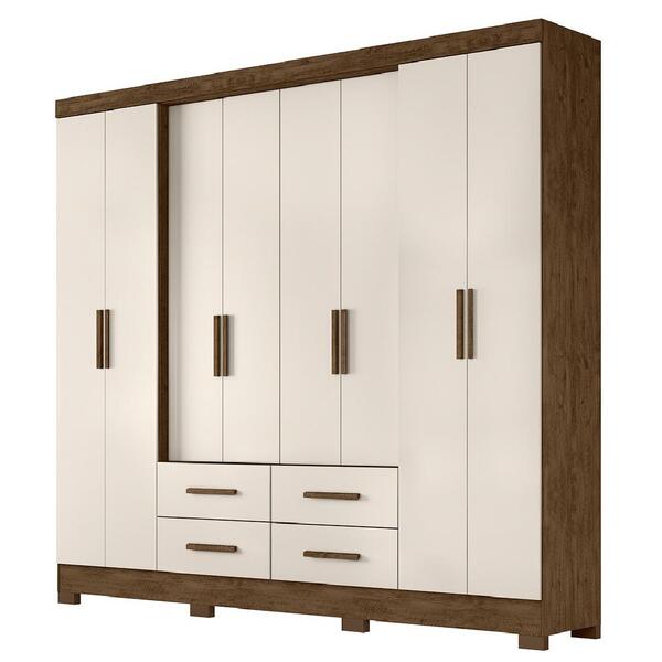 Guarda Roupas Casal 8 Portas 4 Gavetas San Lorenzo Castanho/o