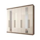 Guarda Roupas Casal 8 Portas Com Espelho Alan Castanha Off Wh