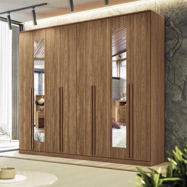 Guarda Roupas Casal 8 Portas Com Espelho Cayla Jatobá