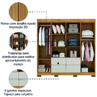 Guarda Roupas Casal 8 Portas Ripado Impressão 4 Gavetas Mayna