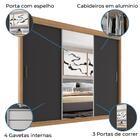 Guarda Roupas Casal Barcelona Com Espelho 3 Portas De Correr