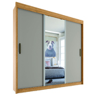 Guarda Roupas Casal Barcelona Com Espelho 3 Portas De Correr