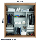 Guarda Roupas Casal Barcelona Com Espelho 3 Portas De Correr